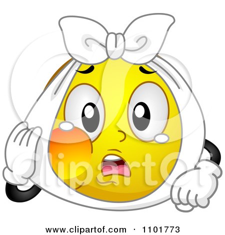 Clipart Yellow Smiley With A Tooth Ache - Royalty Free Vector Illustration by BNP Design Studio