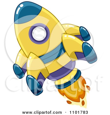 Clipart Yellow And Blue Space Shuttle Rocket - Royalty Free Vector Illustration by BNP Design Studio