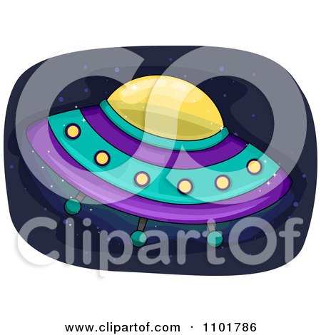 Clipart UFO Flying Saucer In Outer Space - Royalty Free Vector Illustration by BNP Design Studio