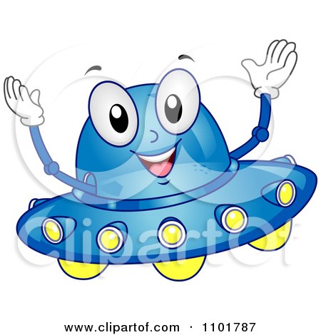 Clipart Happy Blue UFO Mascot - Royalty Free Vector Illustration by BNP Design Studio