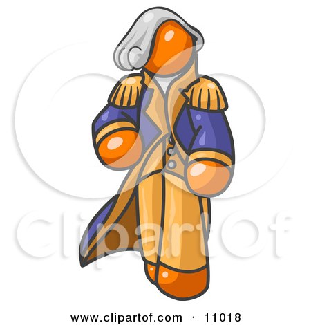 Orange George Washington Character Clipart Illustration by Leo Blanchette
