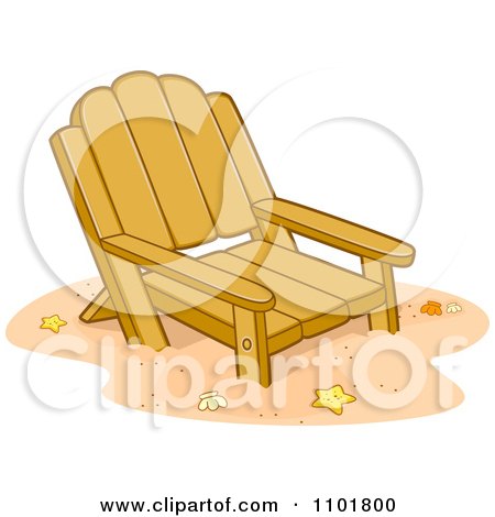 Clipart Wooden Beach Chair In Sand - Royalty Free Vector Illustration by BNP Design Studio