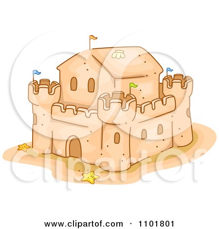 Clipart Fortified Sand Castle - Royalty Free Vector Illustration by BNP Design Studio