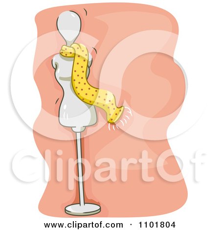 Clipart Designer Mannequin With A Yellow Scarf Over Pink - Royalty Free Vector Illustration by BNP Design Studio