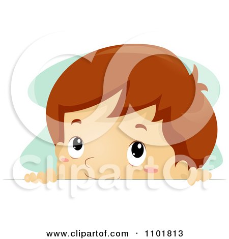 Clipart Boy Looking Over A Surface - Royalty Free Vector Illustration by BNP Design Studio
