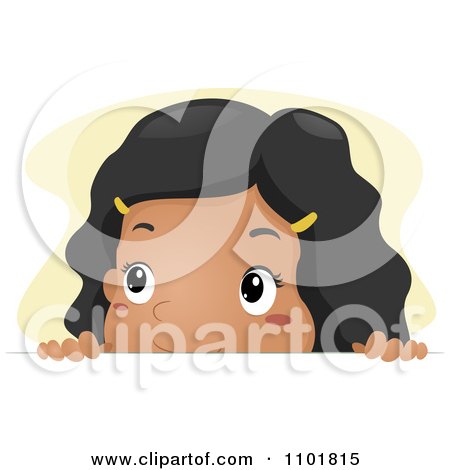 Clipart Black Girl Looking Over A Surface - Royalty Free Vector Illustration by BNP Design Studio