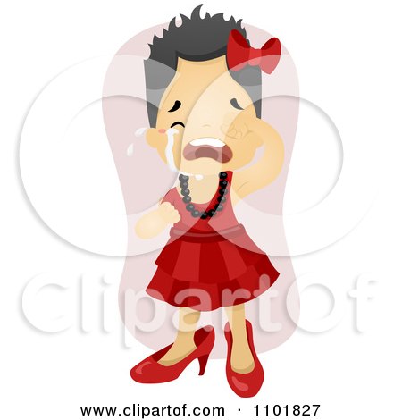 Clipart Crying Boy In A Girl Dress And High Heels - Royalty Free Vector Illustration by BNP Design Studio