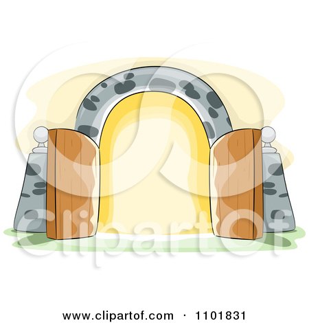 Clipart Open Wooden Gate With An Arch - Royalty Free Vector Illustration by  BNP Design Studio #1101831