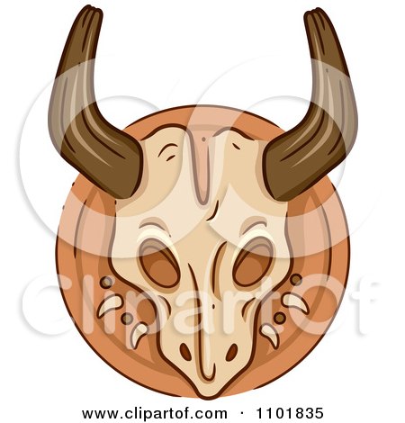 Clipart Horned Animal Skull Mounted - Royalty Free Vector Illustration by BNP Design Studio