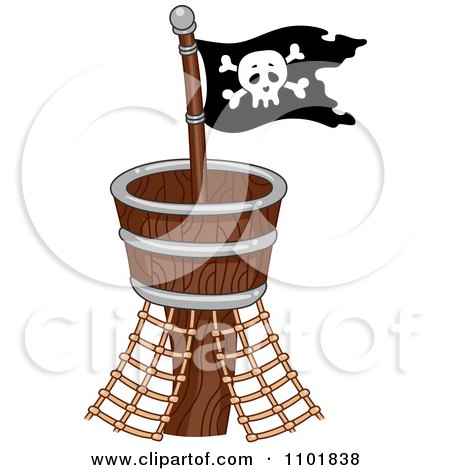 Clipart Pirate Flag On A Crows Nest - Royalty Free Vector Illustration by BNP Design Studio
