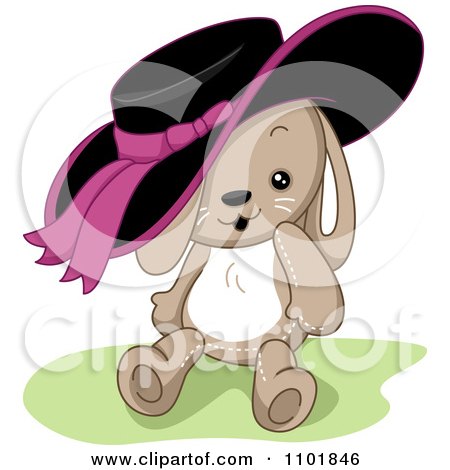 Clipart Cute Rabbit With A Black And Pink Hat - Royalty Free Vector Illustration by BNP Design Studio