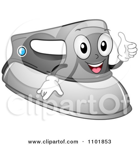 Clipart Happy Laundry Iron Holding A Thumb Up - Royalty Free Vector Illustration by BNP Design Studio