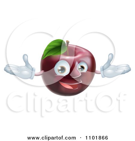 Clipart Happy Red Apple Mascot - Royalty Free Vector Illustration by AtStockIllustration