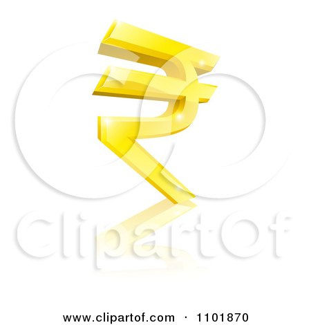 Clipart 3d Sparkly Gold Rupee Currency Symbol And Reflection - Royalty Free Vector Illustration by AtStockIllustration