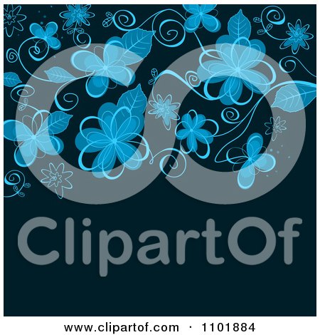 Clipart Blue Floral Background With Copyspace - Royalty Free Vector Illustration by Vector Tradition SM