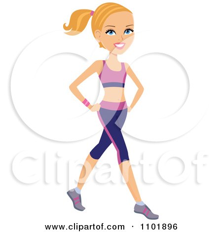 Clipart Beautiful Blond Fit Woman In An Aerobics Outfit - Royalty Free Vector Illustration by Monica
