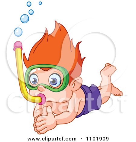 Clipart Snorkel Boy Diving - Royalty Free Vector Illustration by yayayoyo