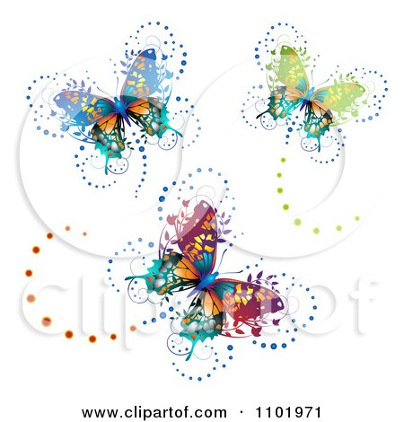 Clipart Three Ornate Butterflies On White - Royalty Free Vector Illustration by merlinul