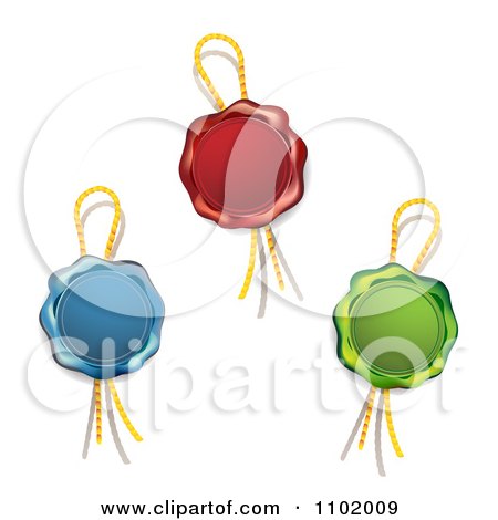 Clipart Blue Red And Green Wax Seals With Ropes - Royalty Free Vector Illustration by merlinul