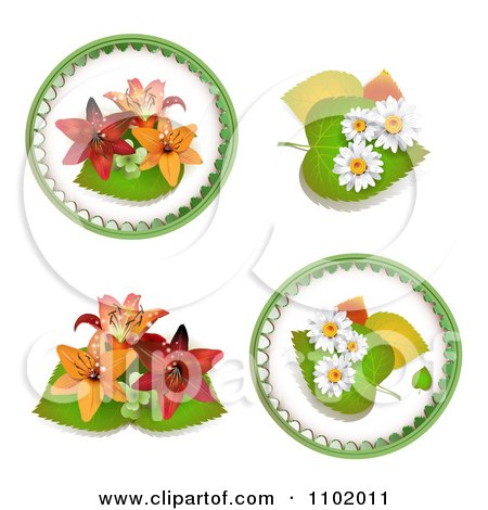 Clipart Lily And Daisy Design Elements - Royalty Free Vector Illustration by merlinul