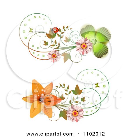Clipart Shamrock Daisy And Lily Design Elements - Royalty Free Vector Illustration by merlinul