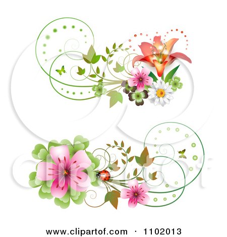 Clipart Blossom Ladybug And Lily Design Elements - Royalty Free Vector Illustration by merlinul