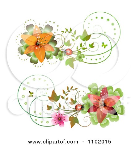 Clipart Red And Orange Lily And Ladybug Design Elements - Royalty Free Vector Illustration by merlinul