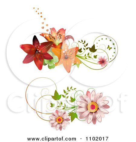 Clipart Daisy And Lily Design Elements - Royalty Free Vector Illustration by merlinul