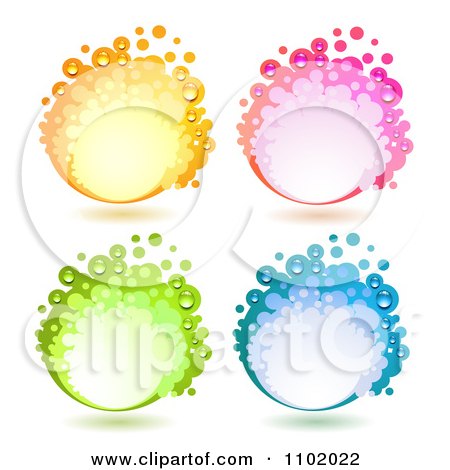 Clipart Orange Pink Green And Blue Frames With Dew And Circles - Royalty Free Vector Illustration by merlinul