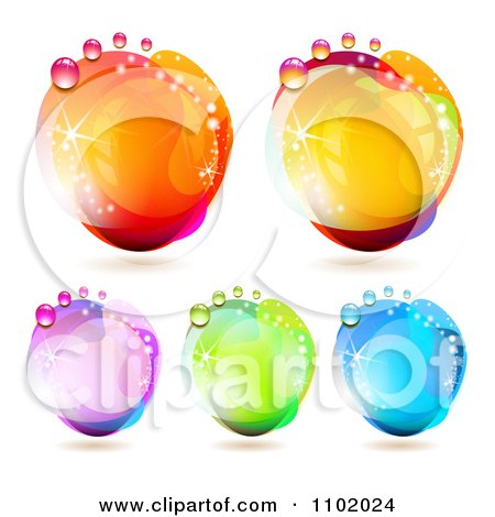 Clipart Reflective Colorful Water Drops 1 - Royalty Free Vector Illustration by merlinul