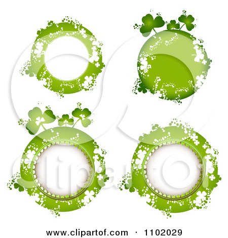 Clipart Round Green St Patricks Day Frames With Shamrocks - Royalty Free Vector Illustration by merlinul