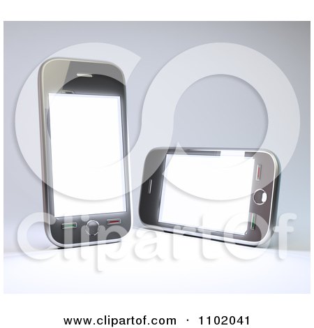 Clipart Two 3d Touch Screen Smart Phones With Blank Displays - Royalty Free CGI Illustration by Mopic