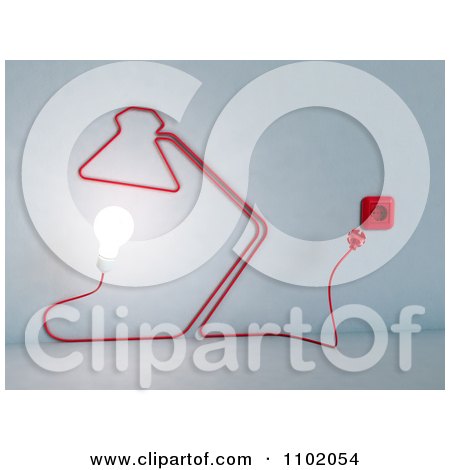 Clipart 3d Cord Forming A Desk Lamp With An Illuminated Bulb - Royalty Free CGI Illustration by Mopic