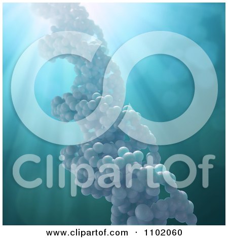 Clipart 3d Pastel DNA Strand Over Blue Rays - Royalty Free CGI Illustration by Mopic