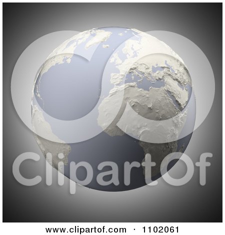 Clipart 3d Pastel Earth With Terrain Features On Gray - Royalty Free CGI Illustration by Mopic