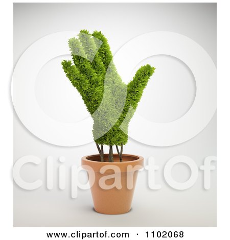 Clipart 3d Hand Shaped Potted Plant - Royalty Free CGI Illustration by Mopic