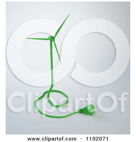 Clipart 3d Green Wind Energy Turbine Cable - Royalty Free CGI Illustration by Mopic