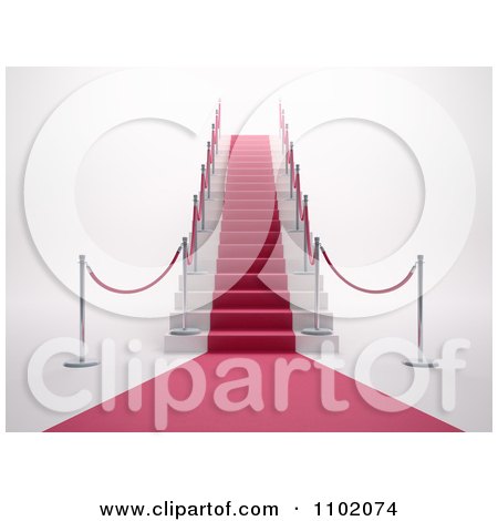 Clipart 3d Red Carpet Leading Up Stairs - Royalty Free CGI Illustration by Mopic