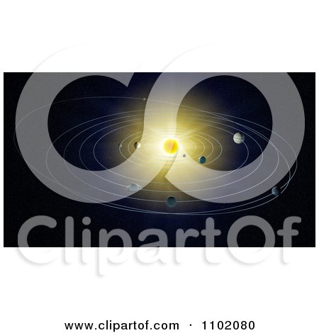Clipart 3d Map Of The Solar System In Outer Space - Royalty Free CGI Illustration by Mopic