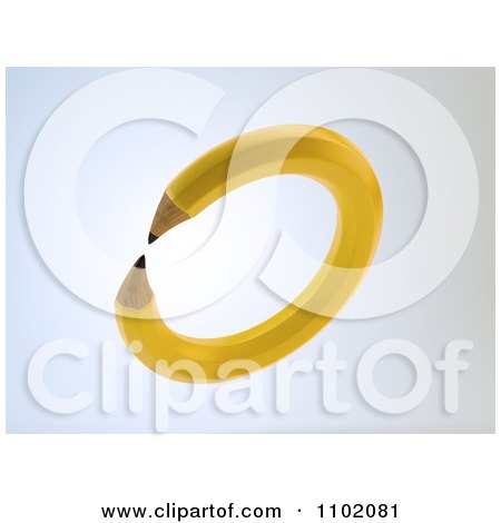 Clipart 3d Double Ended Yellow Pencil In A Circle - Royalty Free CGI Illustration by Mopic