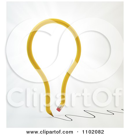 Clipart 3d Yellow Light Bulb Creative Pencil Writing - Royalty Free CGI Illustration by Mopic