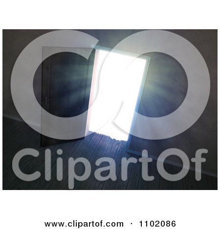 Clipart 3d Interior With An Open Door And Bright Light Shining In - Royalty Free CGI Illustration by Mopic