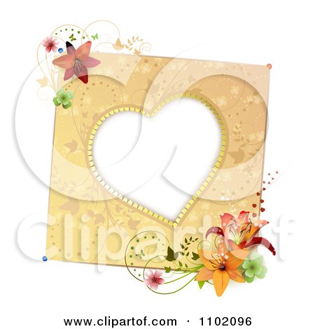 Clipart Heart Frame With Lilies - Royalty Free Vector Illustration by merlinul