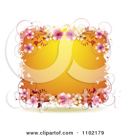 Clipart Blossom Frame Around Orange - Royalty Free Vector Illustration by merlinul