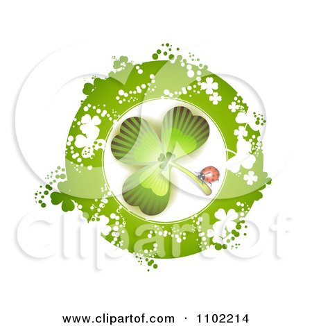 Clipart St Patricks Day Shamrock Clover And Ladybug - Royalty Free Vector Illustration by merlinul