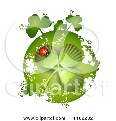 Clipart St Patricks Day Shamrock With A Ladybug - Royalty Free Vector Illustration by merlinul