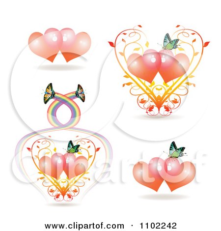Clipart Butterflies With Hearts - Royalty Free Vector Illustration by merlinul