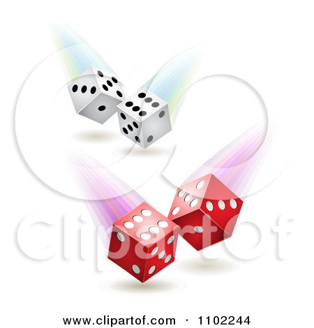 Clipart White And Red Rolling Dice - Royalty Free Vector Illustration by merlinul