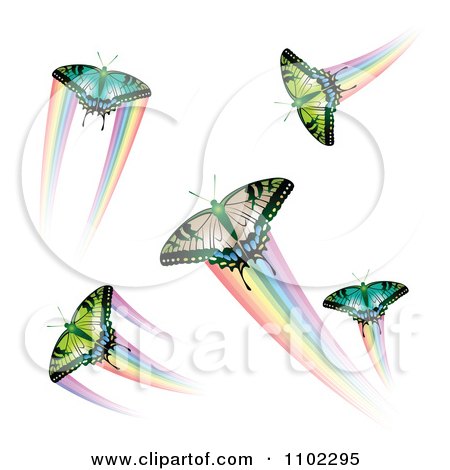 Clipart Colorful Butterflies And Rainbow Trails 1 - Royalty Free Vector Illustration by merlinul