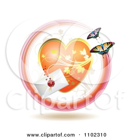Clipart Love Letter With A Heart And Butterflies - Royalty Free Vector Illustration by merlinul